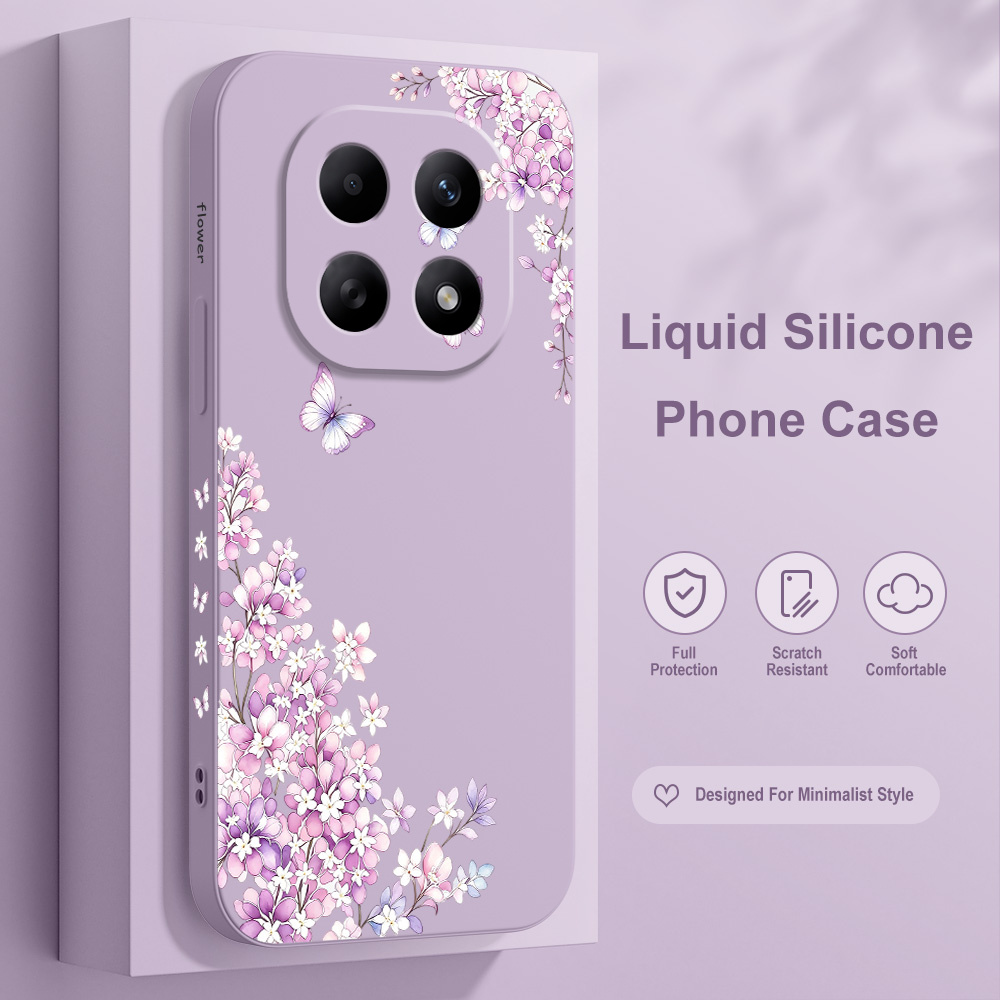 Xiaomi Redmi Note 13 - Casing Ponsel Motif Bunga Violet Untuk