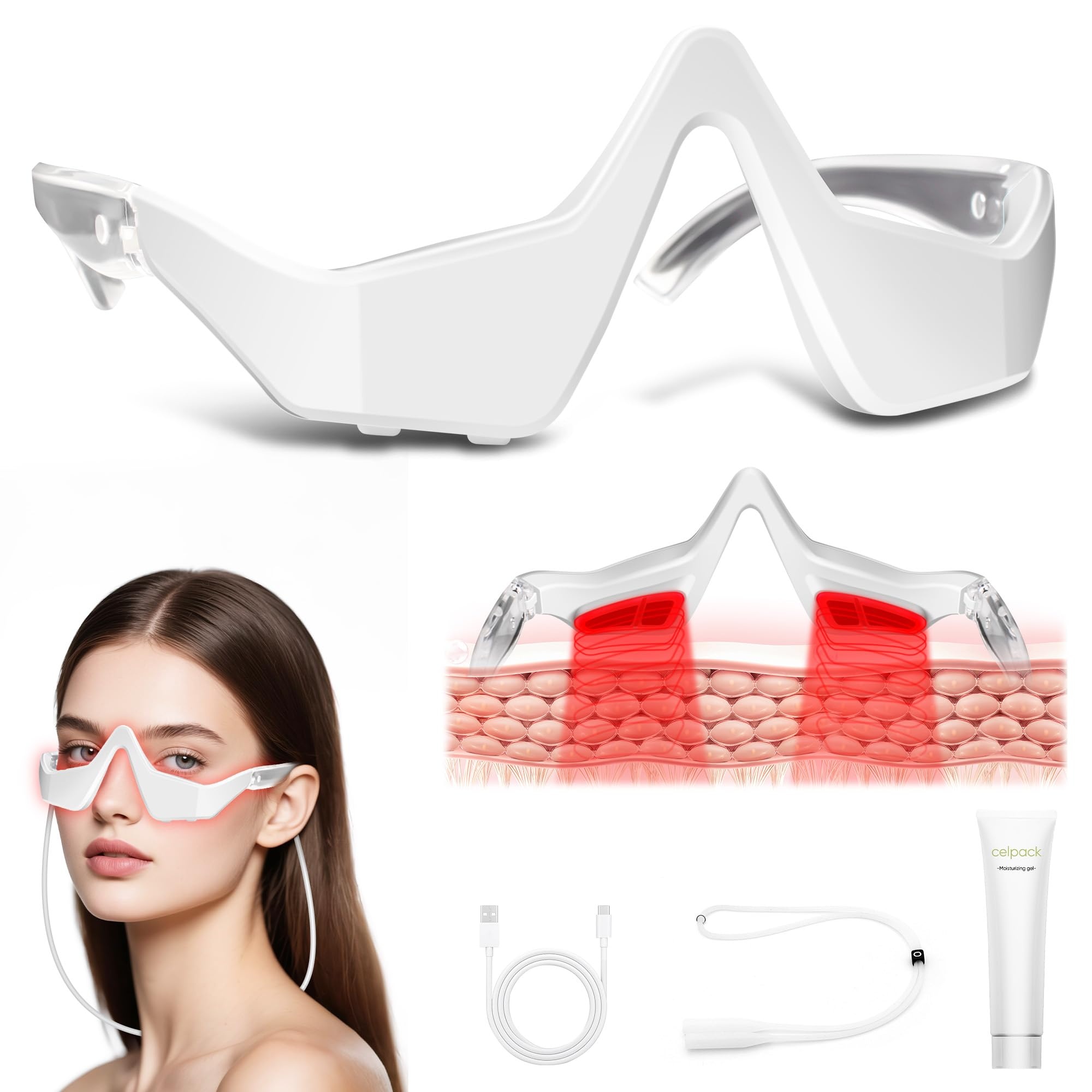 Light Therapy Glasses - Kacamata Pijat Mata EMS Cahaya Merah,