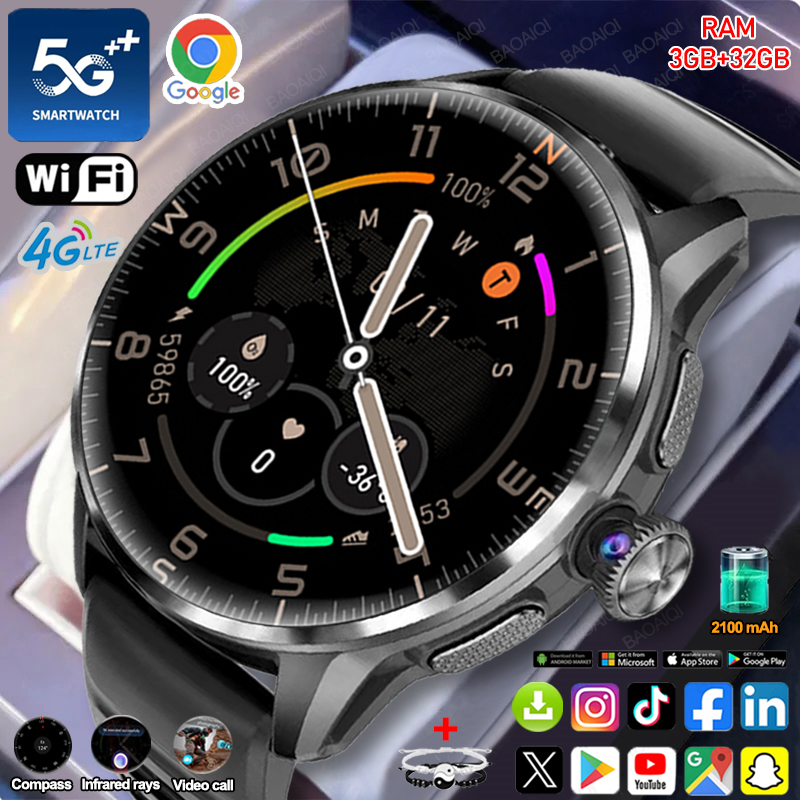 Fall Detection Watch - Jam Tangan Pintar Jaringan Penuh 5G/4G