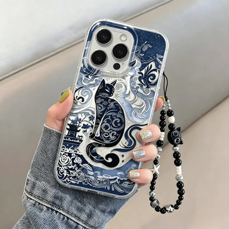 Vivo Y28 - Casing Gelang Desain Kucing Totem Biru